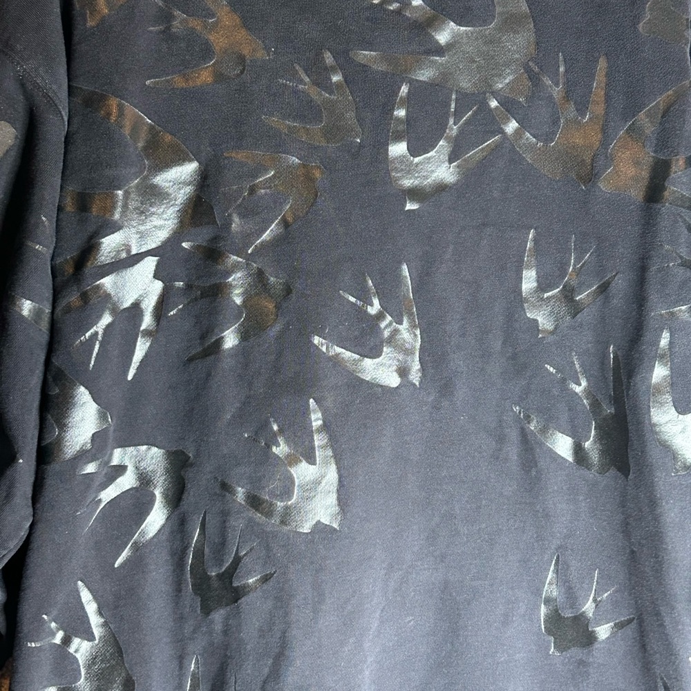 Alexander McQueen Black Swallow Print sweatshirt dress large - Picture 3 of 7